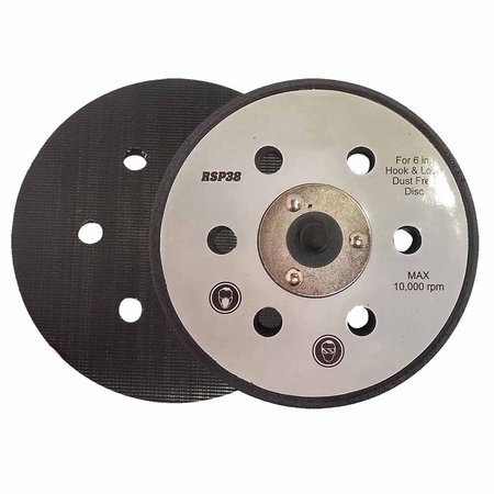 SUPERIOR PADS AND ABRASIVES 6 Inch Dia 6 Dust Holes with 5/16 Inch-24 Threaded Shaft Hook & Loop Replaces Porter Cable 18002 RSP38